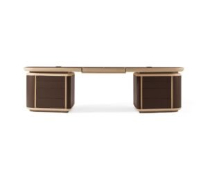 Stainless Steel and Leather Office Desk